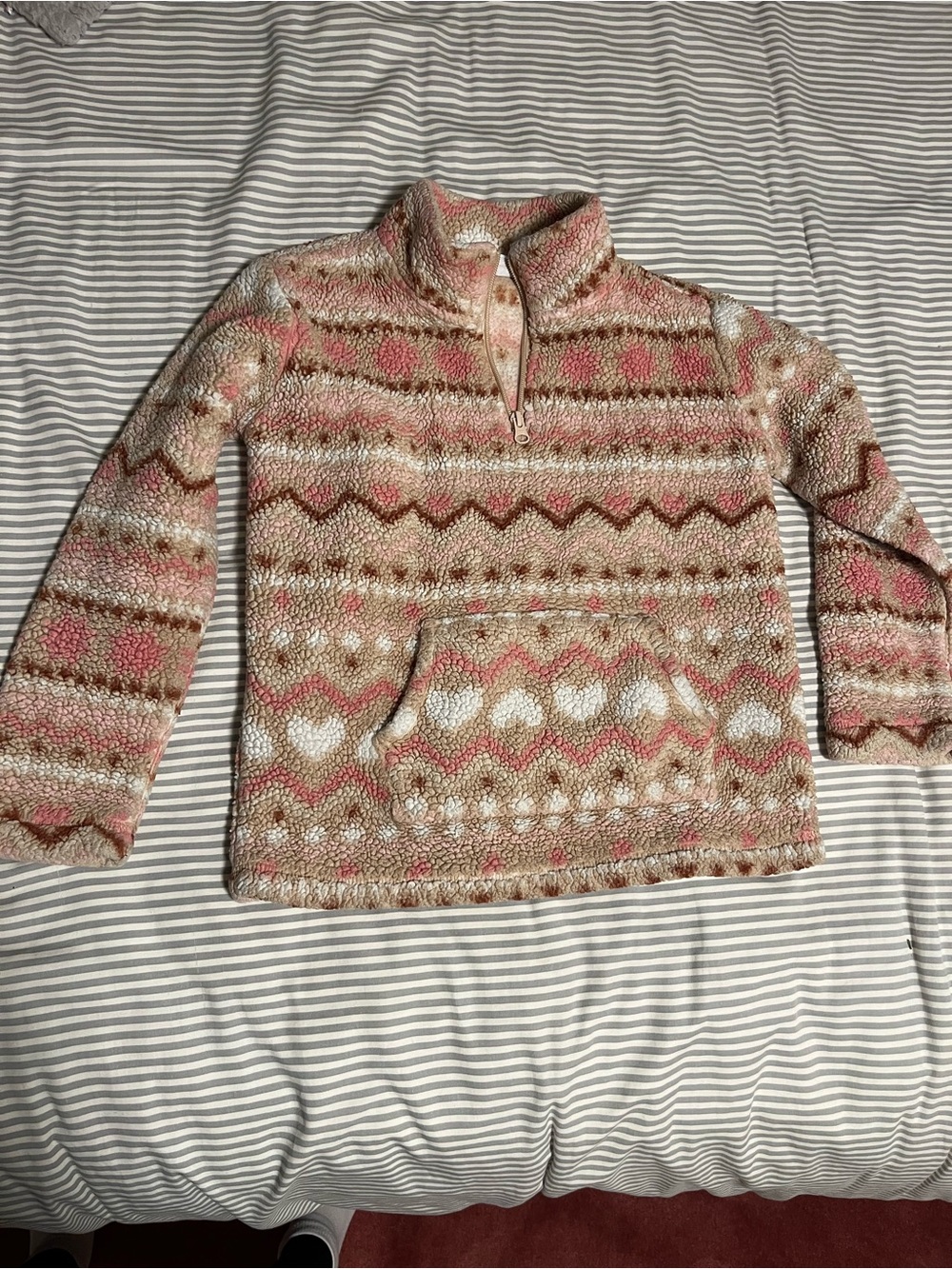 The Children's Place Pink & Cream Sherpa Half-Zip Pullover